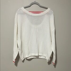 NWT Daily Practice White and Red Drop Sleeve Lightweight Sweater